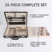 Lot de 25 couteaux de style égyptien en acier inoxydable avec étui en cuir, ustensiles de barbecue, couteau à jambon – Promotion usine, vente en gros