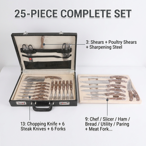Lot de 25 couteaux de style égyptien en acier inoxydable avec étui en cuir, ustensiles de barbecue, couteau à jambon – Promotion usine, vente en gros - Product Image 1