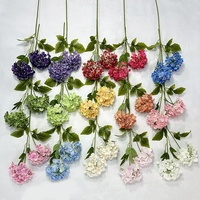 Nouveau produit transfrontalier : Décoration de table en fleurs d'hortensia artificielles 3D en soie à 2 têtes, pour mariage, maison, hôtel, fleurs séchées artificielles