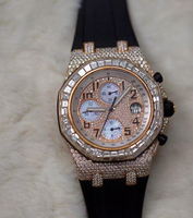 Montre élégante en acier inoxydable de qualité supérieure, sertie de moissanite et de diamants, avec verre antique, écologique, unisexe, offrant une qualité supérieure