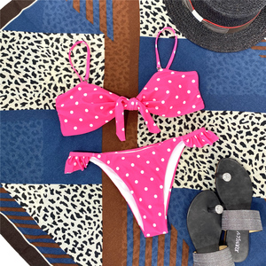 Maillot de bain deux pièces Sexy à pois pour filles, ensemble de Bikini à volants avec papillon, bas Triang le, vêtements de plage, vente en gros - Product Image 6