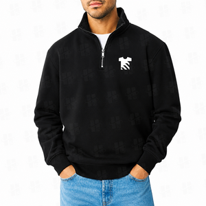 Sweat-shirt ample en molleton français 380 g/m² de haute qualité avec impression personnalisée en relief, col montant, fermeture éclair quart de tour, pour homme, idéal pour le golf - Product Image 3