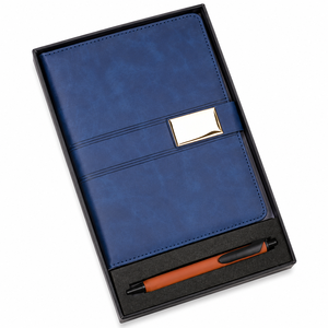 Set de Regalo de Agenda y Bolígrafo de Terciopelo Azul PU Premium, Elegante Cuaderno para Regalos Corporativos Profesionales y Escritura - Product Image 2