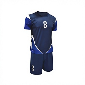 Ensemble d'uniformes de volley-ball pour club sportif, couleur bleue, respirant, séchage rapide, 100% polyester, logo personnalisé, vêtements d'équipe, homme adulte - Product Image 1