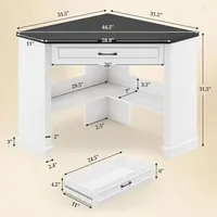 Bureau d'angle compact de 31,5 pouces avec tiroir et étagères de rangement, bureau d'ordinateur gain de place pour bureau à domicile et salle d'étude