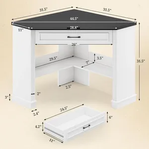 31.5" <strong>Small</strong> <strong>Corner</strong> <strong>Desk</strong> <strong>with</strong> Drawer &amp; <strong>Storage</strong> Shelves, Space-Saving Computer <strong>Desk</strong> for Home Office &amp; Study Room - Product Image 2