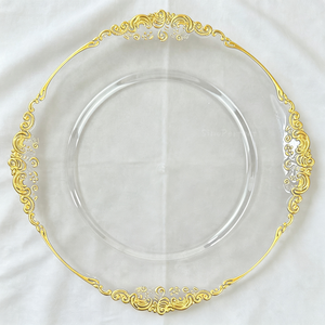 Assiette de présentation personnalisée OEM ODM en plastique doré à volants festonnés, rebord ondulé, réutilisable pour table de mariage, fête ou banquet de luxe - Product Image 3