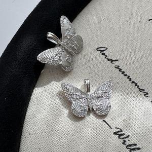 Componente de Joyería de Plata Pura S925, Colgante de Mariposa, Estilo Francés, Europeo y Americano, Brillante, Dulce y Fresco, para Primavera/Verano - Product Image 2