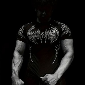 Dark Formal Crocheted 280gsm <b>Mens</b> <b>Compression</b> Tee Stretch Slim Fit Fitness Training Sport T-<b>shirt</b> - Product Image 5