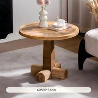 Table à thé en bois de style Wabi Sabi, table ronde créative, table basse en bois massif pour salon, tables d'appoint