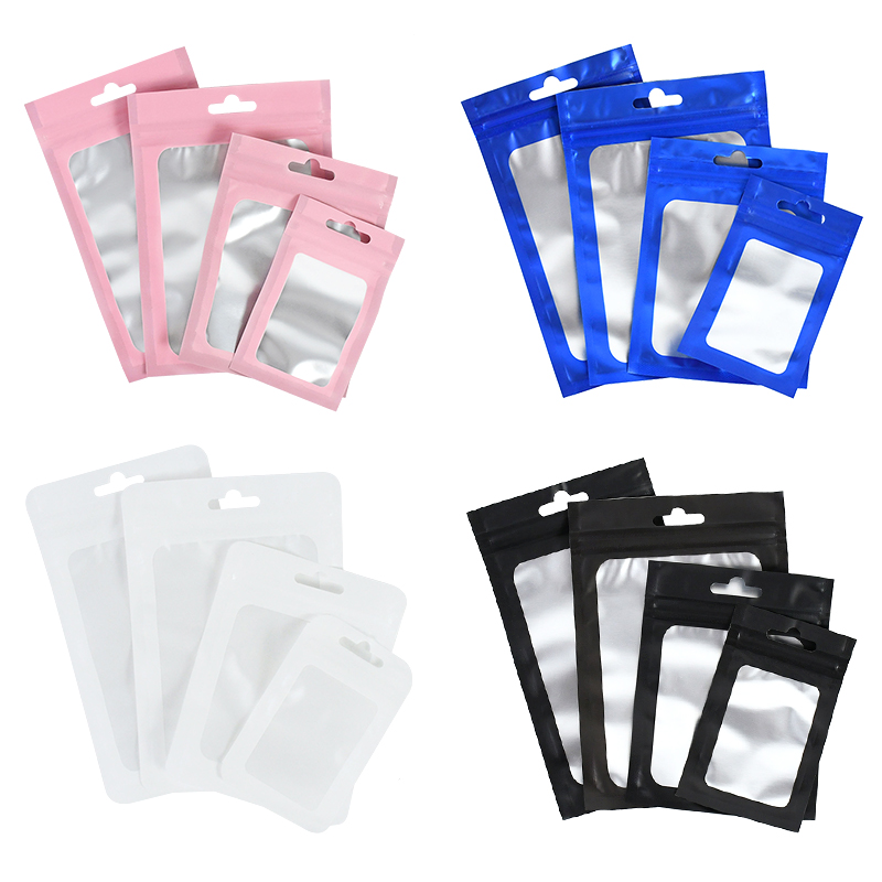 Plastic Matte Pink Aluminum Foil Zip Lock Embalagem Bag Jóias Colar Storage Pouch Small Sachets Food Sample Bags