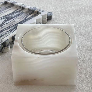 Stonekoc bianco pietra di onice Calacatta in marmo viola pietra naturale vuoto portacandele tazze vasetto ambiente Vintage ornamento - Product Image 5