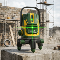 Nivel Láser Verde de Alta Potencia de Grado Industrial, 5 Líneas, Alimentado por Batería de Litio, Doble Péndulo Eléctrico, Autonivelante, Modelo 5L