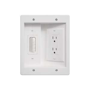 Outlet In-Wall TV Connection Kit Recessed Electrical Outlets With Brush Wallplate