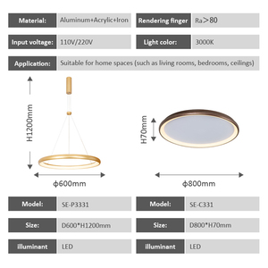 Lámpara Colgante LED de Estilo Simple y Lujoso para Iluminación Interior, Certificado CE, 80 CRI y Más de 80000 Horas de Duración - Product Image 4