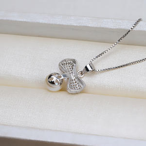 European American DIY Jewelry Accessories S925 Silver Ear Nail Pendant Set Trendy New Bow <b>Pearl</b> <b>Earrings</b> Empty Tray 1334 for - Product Image 3