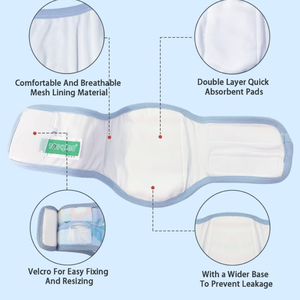 Wl 3 पैक नरम आरामदायक पेट बैंड पुरुष कुत्तों को पुनः प्रयोज्य धोने योग्य कुत्ता डायपर उच्च अवशोषण रिसाव प्रमाण असंयम लपेटता - Product Image 4