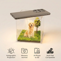 Scatola commemorativa digitale olografica quadrata moderna in acrilico all'ingrosso per animali domestici, proiezione olografica 3D personalizzata per cani, gatti e altri animali domestici