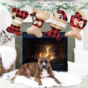 Ornament Pet Fisch Kamin Haustiere Hängende Dekoration Sac kleinen Plaid Hund Knochen form Weihnachts strumpf