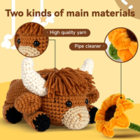 Kit de Bricolage au Crochet Vache des Highlands Allongée avec Tournesol, Motif Animal de Dessin Animé Mignon, Fait Main, Ornement de Bureau, Décoration Suspendue, Cadeau, Vente en Gros