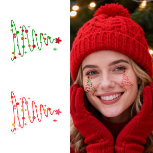 สติกเกอร์รอย<span class=keywords><strong>สัก</strong></span>ชั่วคราวสำหรับเทศกาลคริสต์มาส<span class=keywords><strong>รูป</strong></span>การ์ตูนต้นคริสต์มาสเกล็ดหิมะกันน้ำสำหรับใบหน้าคอ<span class=keywords><strong>แขน</strong></span> - Product Image 1