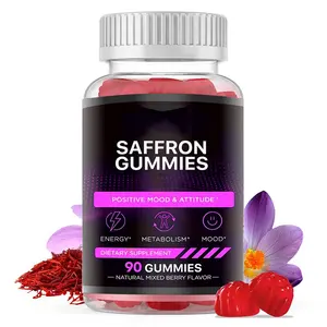 OEM Premium bebas gula Vegan Saffron Gummies dengan Garcinia Cambogia Rhodiola Rosea untuk dewasa alami nafsu makan