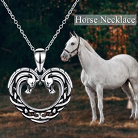 Fine Jewelry Collier pendentif cheval en argent sterling 925 avec nœud celtique Love Heart