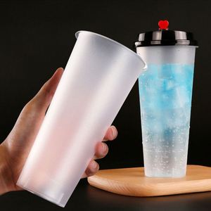Gobelets en plastique de 90 mm de diamètre, logo personnalisé, 16 oz, 22 oz, 24 oz, à paroi simple, imprimés, jetables, en plastique givré - Product Image 1