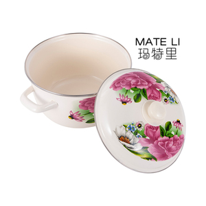 Batterie de cuisine universelle de grande capacité directe d'usine épaissie avec <span class=keywords><strong>pot</strong></span> à soupe <span class=keywords><strong>en</strong></span> émail floral - Product Image 1