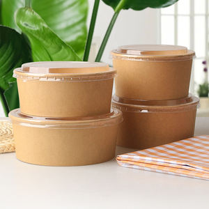 Bol Personnalisable en Papier Kraft, Bol à Salade Jetable pour Emballage Alimentaire, avec Couvercles - Product Image 5