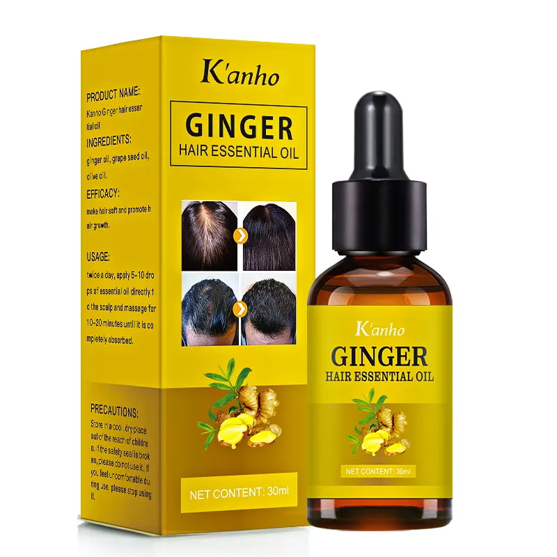 Kanho Hair Density Essential Oil Gengibre orgânico Óleo de crescimento do cabelo Crescimento rápido planta regeneração do cabelo óleo essencial