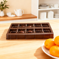 Plateau en plastique rectangulaire personnalisé en PP brun à 10 compartiments pour biscuits au chocolat, épaisseur 0,3 mm, pour l'emballage alimentaire, résistant à la chaleur