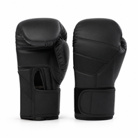 Gants de boxe professionnels TOPN TS-BG-0007-B en cuir/PU noir mat, fermeture auto-agrippante, 8 oz, sangle de poignet réglable, extensibles