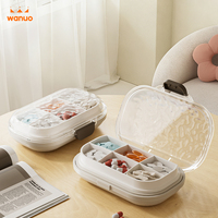Boîte à pilules WANUO double couche à effet ondulé, 8 compartiments, portable, hermétique, petite et compacte, idéale pour les sacs à main