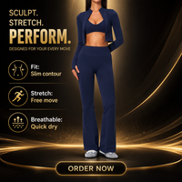 Ensemble de vêtements de yoga 3 pièces pour femmes, vêtements de sport sans couture, leggings de sport à taille haute et évasés, collants chauds pour femmes, vêtements de sport personnalisés