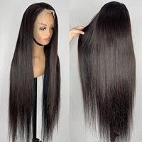Perruque brésilienne de 40 pouces, lisse, avec dentelle frontale 13x4, densité 200%, sans colle, pré-épilée, dentelle HD transparente pour femmes noires