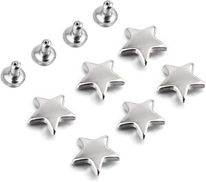 Juego de remaches de estrella plateados MM para cuero, remaches de estrella, remaches para prendas, remaches de cuero, tachuelas y púas para artesanía en cuero y ropa. - Product Image 2