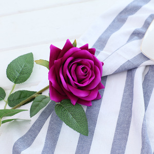Nouveau design têtes simples populaires bord brûlé rétro rose fleur artificielle pour la partie de la maison de mariage décorative - Product Image 2