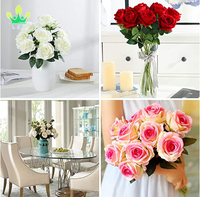 Fleurs artificielles en soie blanches réalistes faites à la main, longues tiges, roses européennes, bouquets de mariée, pour mariages, fêtes, maison, Pâques, remise de diplômes