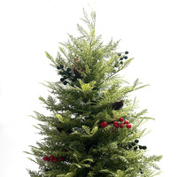 Decoraciones Navideñas, Árbol de Pino Artificial de PVC Encriptado de 12 m, Adorno Grande para Exteriores, Color Blanco y Rojo