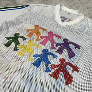 Nueva ropa de calle para hombre, Camiseta deportiva de gran tamaño con serigrafía, Camiseta holgada de fútbol de malla de poliéster de alta calidad para hombre - Product Image 3