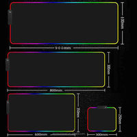 Tapis de souris et USB RGB, antidérapant, coloré, pour le bureau, éclairage LED, XXL XXL, pour Gamer, Art japonais