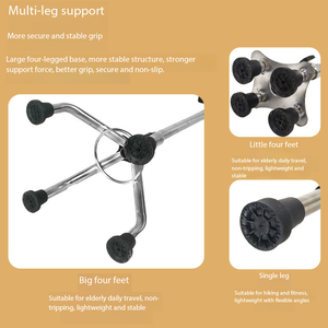 Bastones telescópicos de acero inoxidable con una sola pata, mango de material PC, bastones para personas mayores, muletas ajustables - Product Image 5