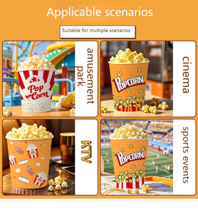 Cubos de Palomitas de Maíz Desechables Impresos Personalizados, Recipientes de Papel Grueso para Palomitas de Maíz para Cine, Envases para Alimentos a Granel - Product Image 5