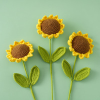 Tige de tournesol classique unie en amigurumi fait main, cadeau floral minimaliste et chaleureux pour vase et décoration de table