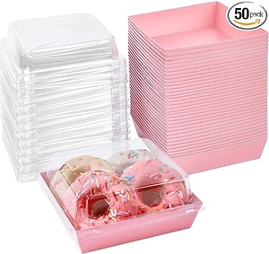 Boîtes de charcuterie en papier avec couvercles sécurisés transparents, boîtes de boulangerie jetables pour sandwich, bombes de cacao chaudes - Product Image 3