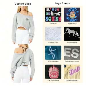 เสื้อสเวตเตอร์แบบสวมหัวเปิดไหล่สำหรับผู้หญิงเสื้อครอปคอตตอนทรงโอเวอร์ไซส์ผ้านิ่มออกแบบโลโก้ได้ตามต้องการ - Product Image 3