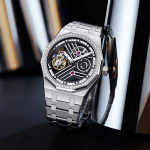 Montre Aesop Tourbillon double face creuse super lumineuse, montre mécanique personnalisée en acier inoxydable avec tourbillon - Product Image 3