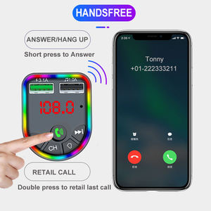 Eonlineワイヤレス5.0FMトランスミッターカーキットMP3プレーヤーハンズフリーアンビエントライトオーディオレシーバー2 USB急速充電TFUディスク<span class=keywords><strong>Pl</strong></span> - Product Image 4