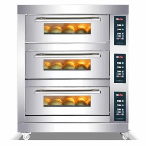 electric digital 3decks 6tray 40*60cm tray baking cake machine bread oven electric stone oven bakery electric oven